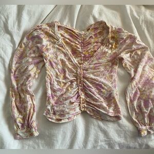 Free People Say The Word Floral Ruched Top size XS